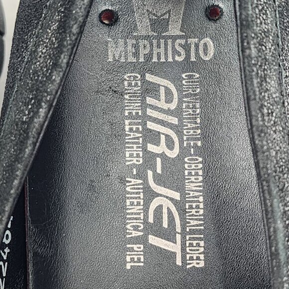 MEPHISTO Loriane Black Sparkly Leather Slip-On Loafers Wedge Heel - Picture 8 of 10